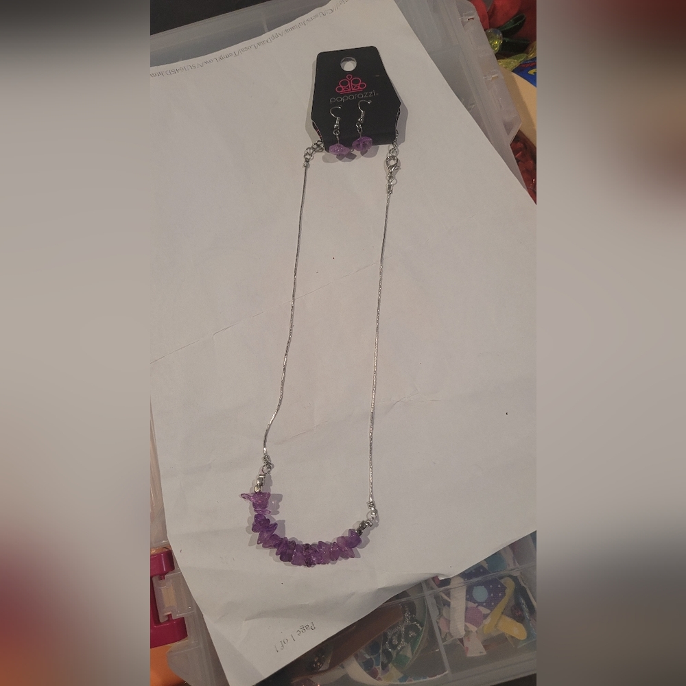 Paparazzi Purple Stone Necklace Set